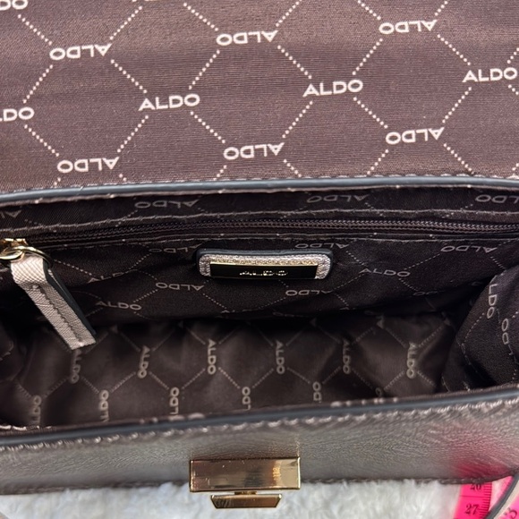 Aldo Brown and Gray Chevron Crossbody Bag with Gold Hardware - Picture 8 of 11